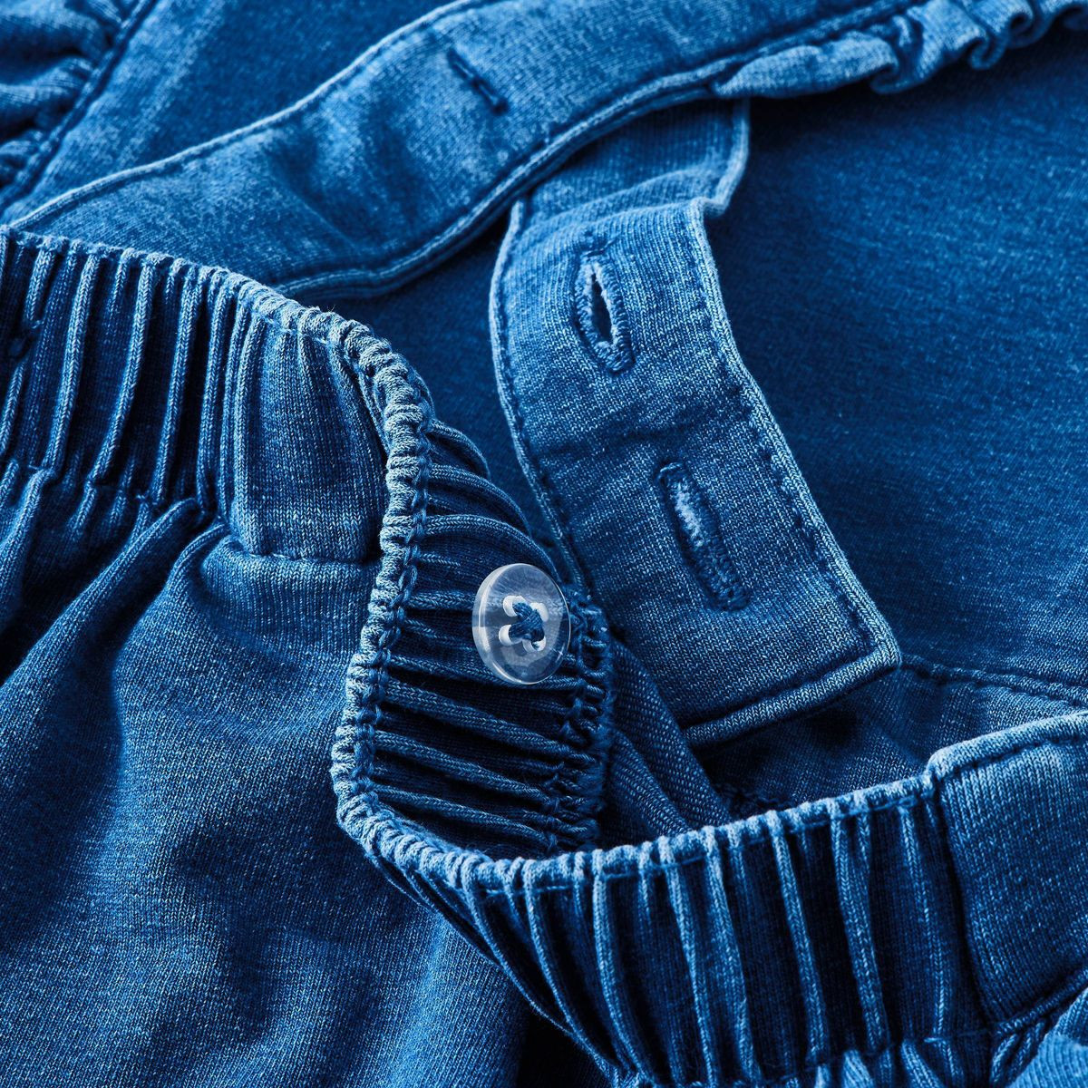 Baby Girls' Knit Denim Romper - Cat & Jack™ Blue 3-6M | Target