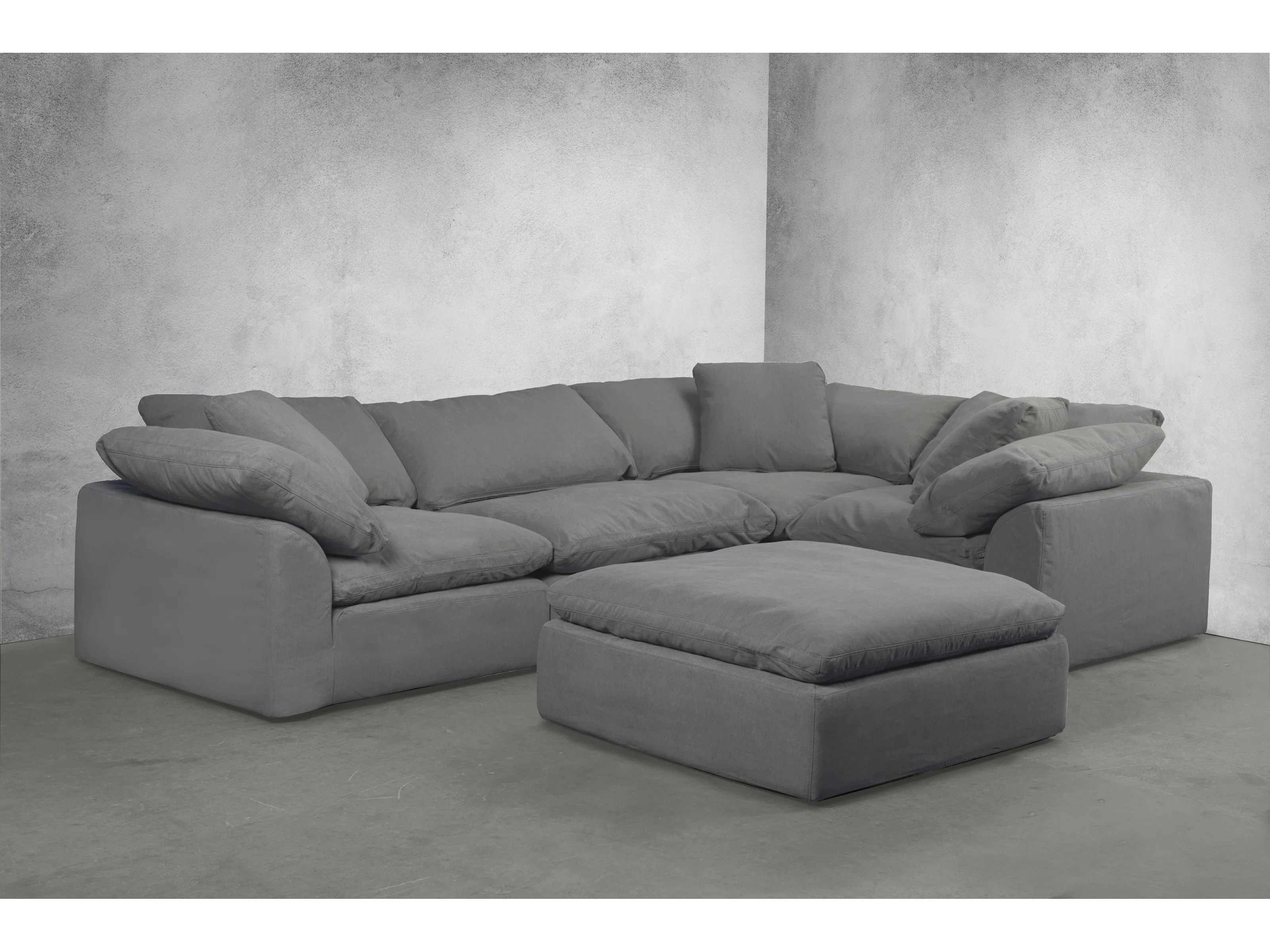 Cloud-Inspired 132" 5 Piece Oversized Deep Lounge Slipcovered Modular Corner Sectional with Rever... | Wayfair North America