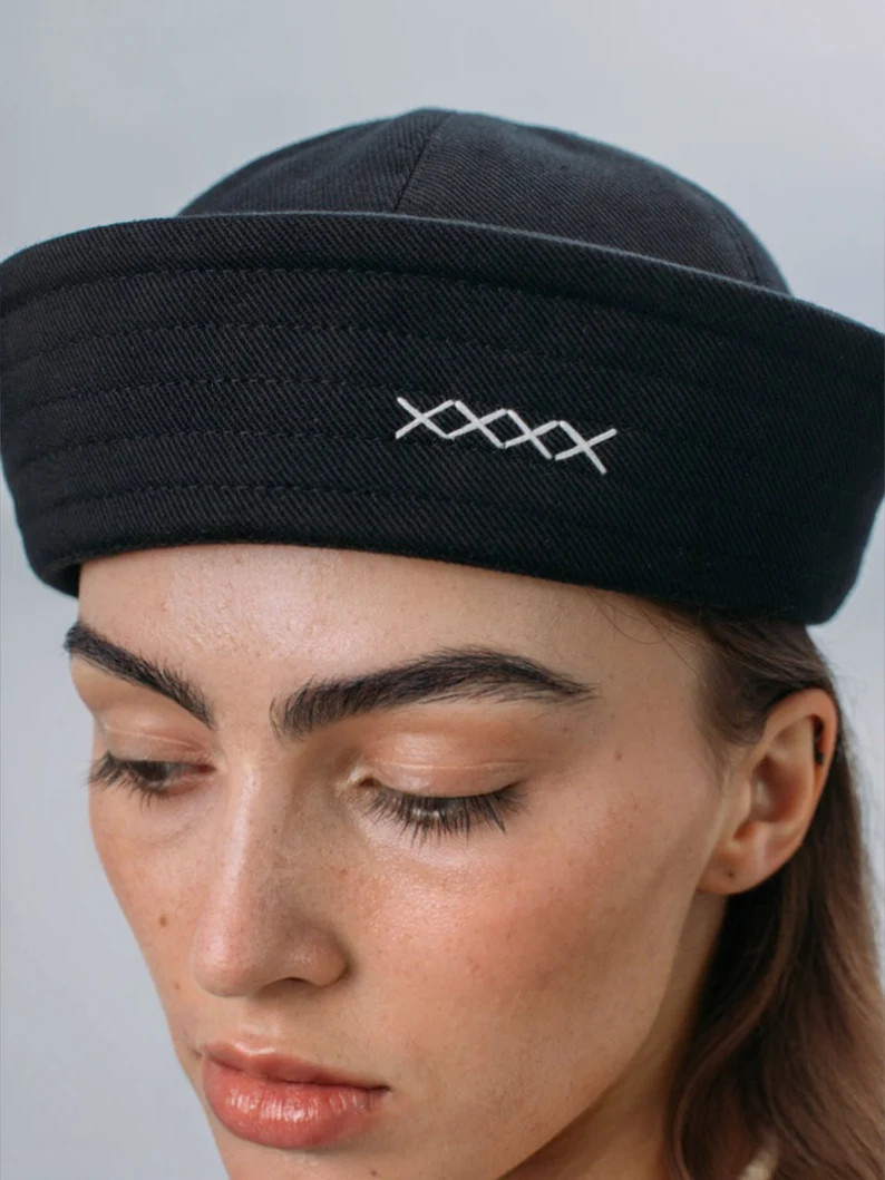 Sailor Hat.03 in schwarzem Denim — ein minimalistischer Seemannshut aus Baumwolle, handgemacht ... | Etsy (US)
