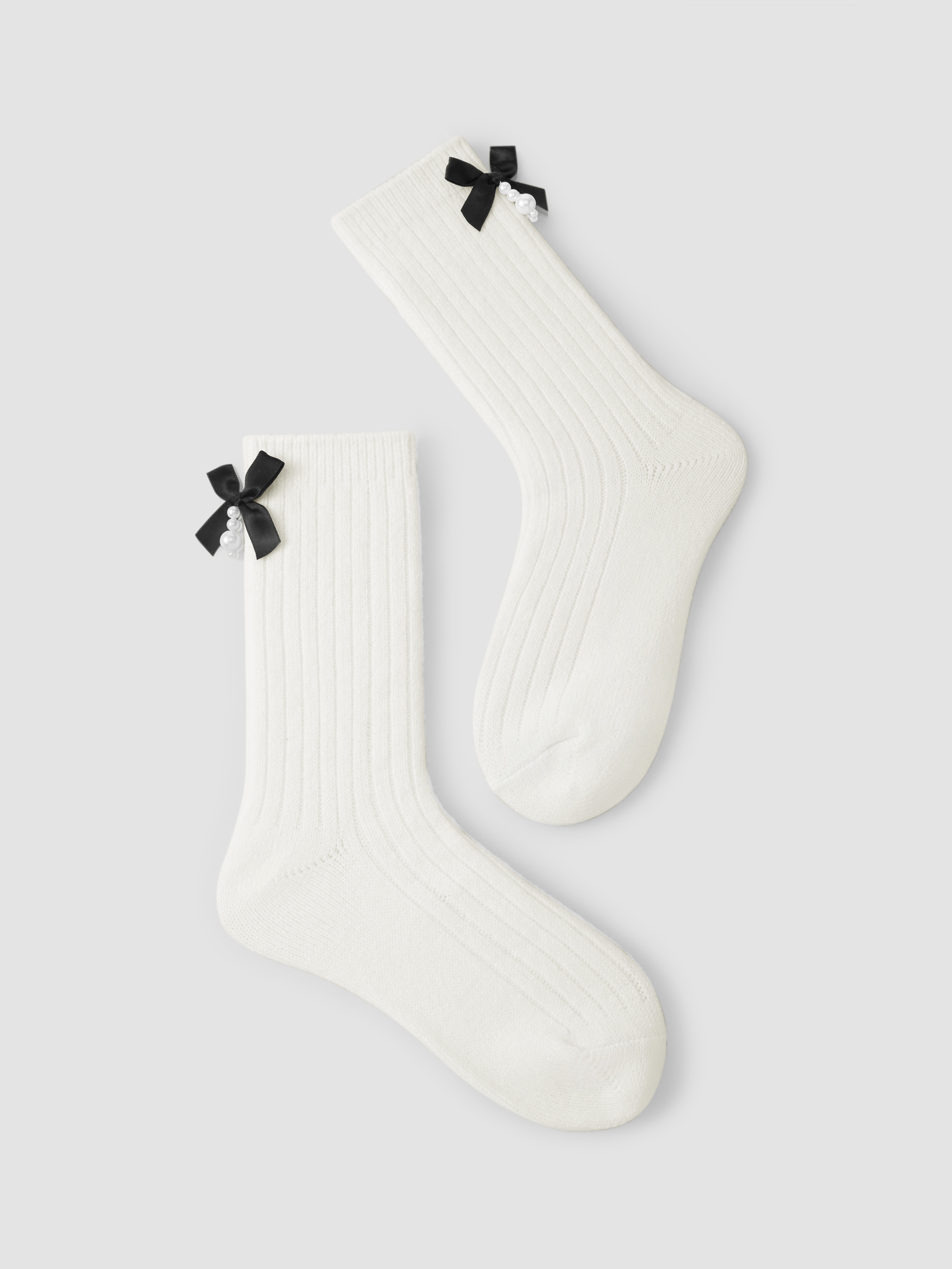 Acrylic Fiber Bowknot Decor Thick Warm Ankle Socks | Cider