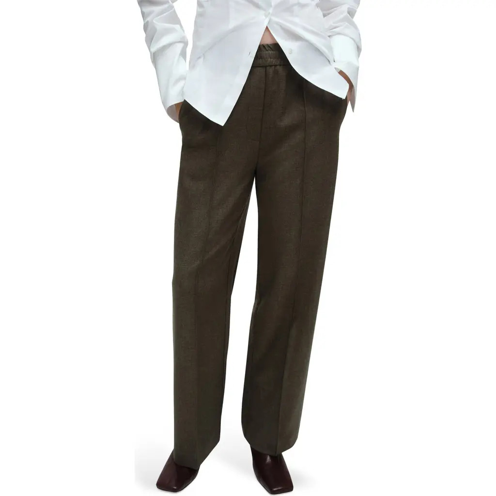 MANGO High Waist Wide Leg Pants in Green at Nordstrom, Size 6 | Nordstrom