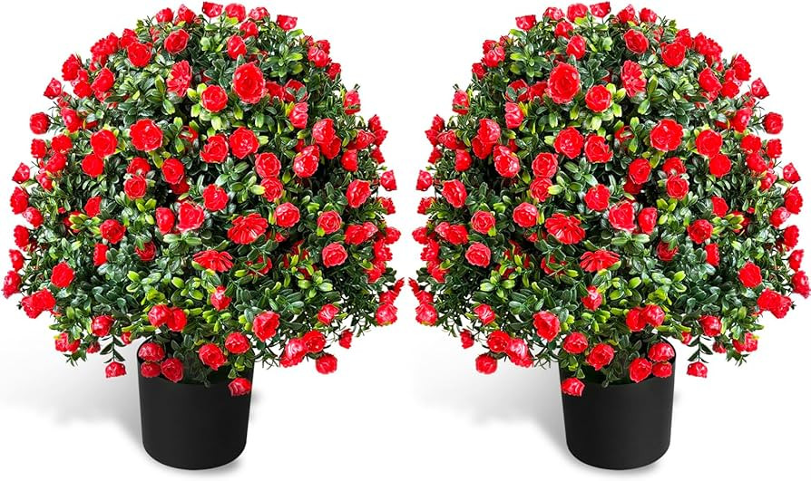 Tall Artificial Lavender/Rose Topiary Ball Tree Set of 2 Pack Potted Bushes UV Resistant Potted P... | Amazon (US)