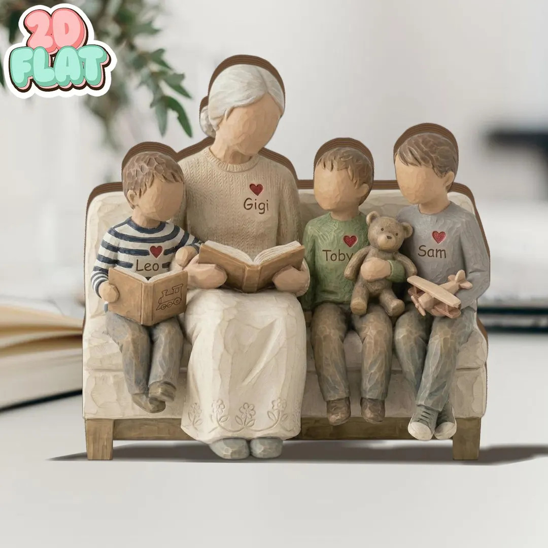 Personalized Grandma 2D FLAT Wooden Block, Grandmother With Grandkids,Custom Family Keepsake, Mot... | Etsy (US)