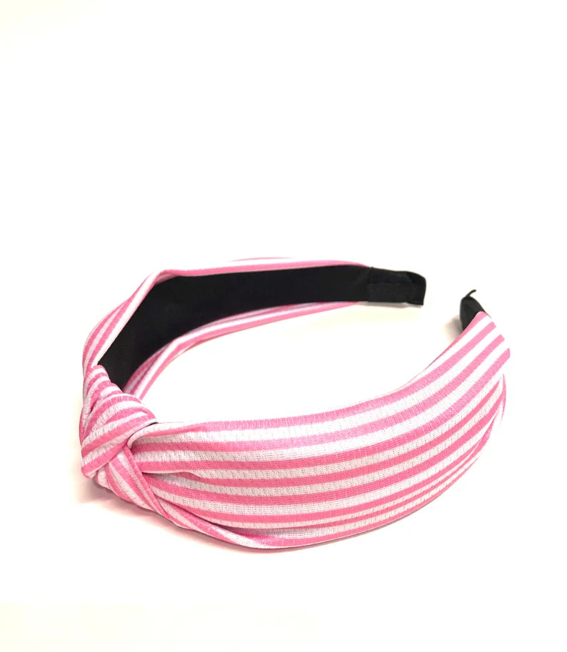 Pink & White Stripe Headbands/knotted Headband/striped Knotted Headband/valentine's Knot Headband... | Etsy (US)