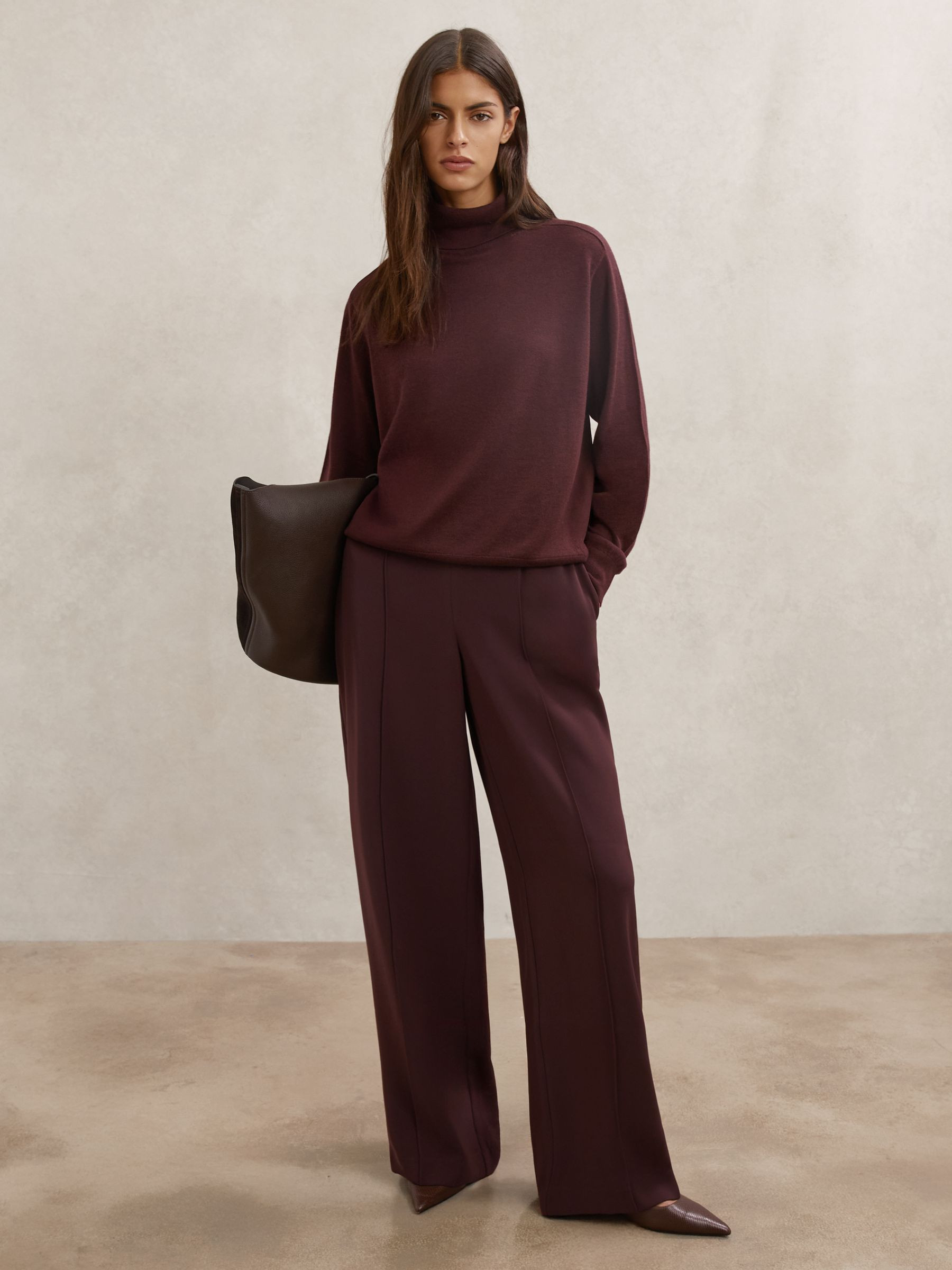 Reiss Wool Roll-Neck Jumper in Burgundy - REISS | Reiss UK