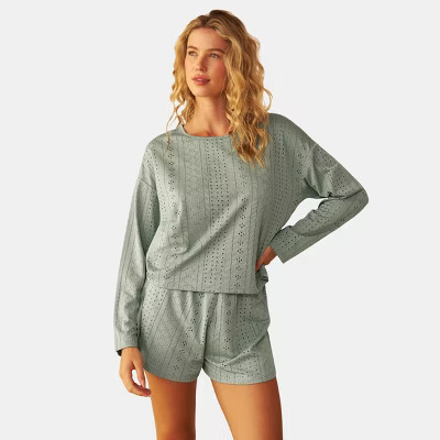 Women's Airy Eyelet Loungewear Set - Cupshe-M-Green | Target