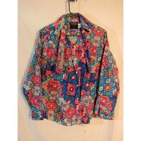 Unworn? Vintage 1990S Wrangler Frontier Series Women's Long Sleeve Button Shirt Size M Bust 38"" Geo | Etsy (US)