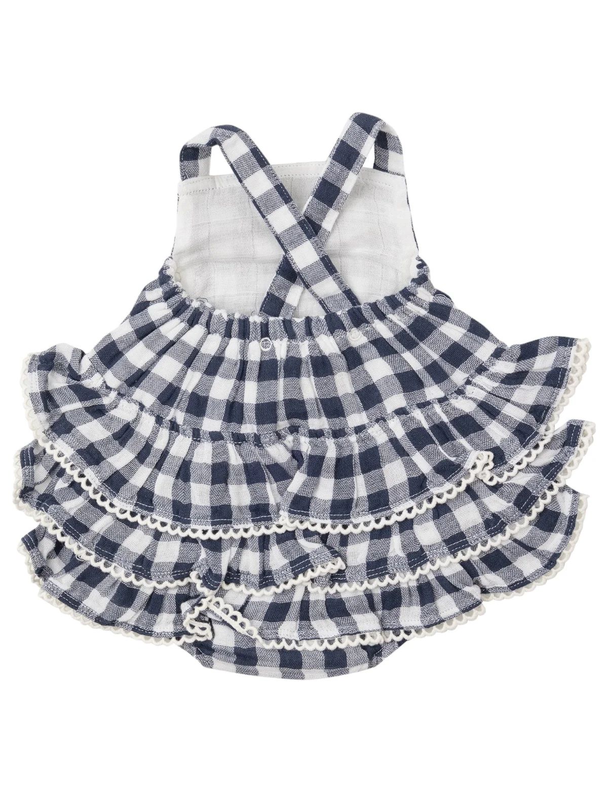 Ruffle Sunsuit, Gingham Navy | SpearmintLOVE