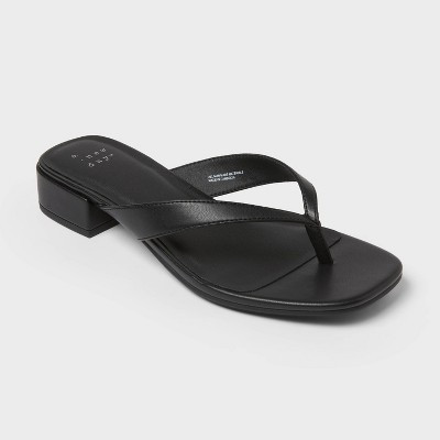 Women's Berkely Square Toe Thong Heels - A New Day™ Black 9.5 | Target