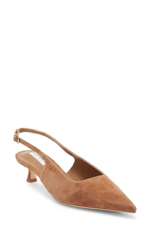 Tony Bianco Crush Slingback Pointed Toe Kitten Heel Pump in Taupe Suede at Nordstrom, Size 8.5 | Nordstrom