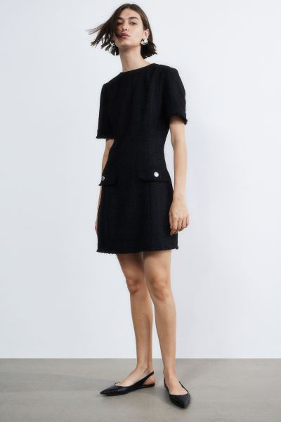 Bouclé dress - Black - Ladies | H&M GB | H&M (UK, MY, IN, SG, PH, TW, HK)