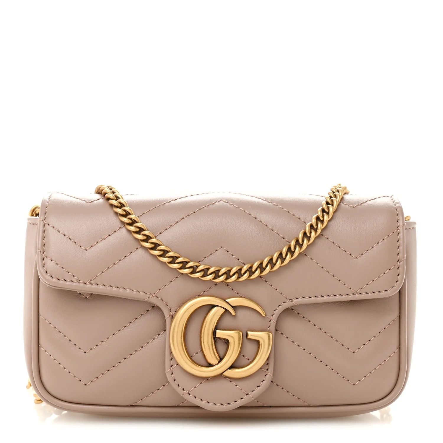 Gucci Calfskin Matelasse Super Mini GG Marmont Shoulder Bag Porcelain Rose 1825166 | FASHIONPHILE (US)