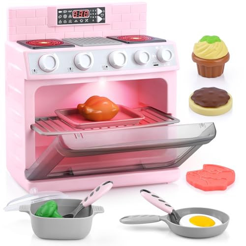PLAY Toy Oven Kids Kitchen Playset, Kids Play Kitchen Set with 11 Accessories, Realistic Cooking Sounds ＆ Lights, Pretend Play Oven Toddler Cooking Gift Set for Girls Boys Ages 3+ | Amazon (US)