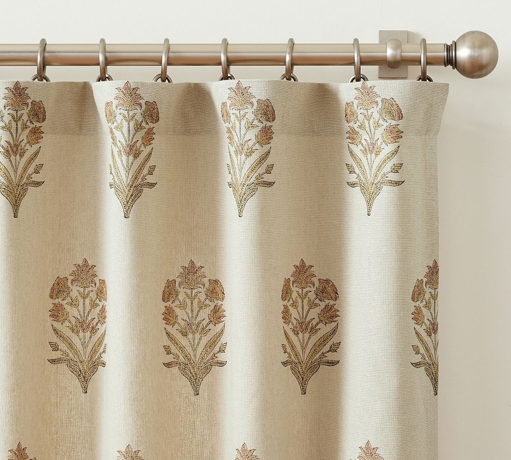 Elinor Floral Mughal Linen Cotton Curtain | Pottery Barn (US)