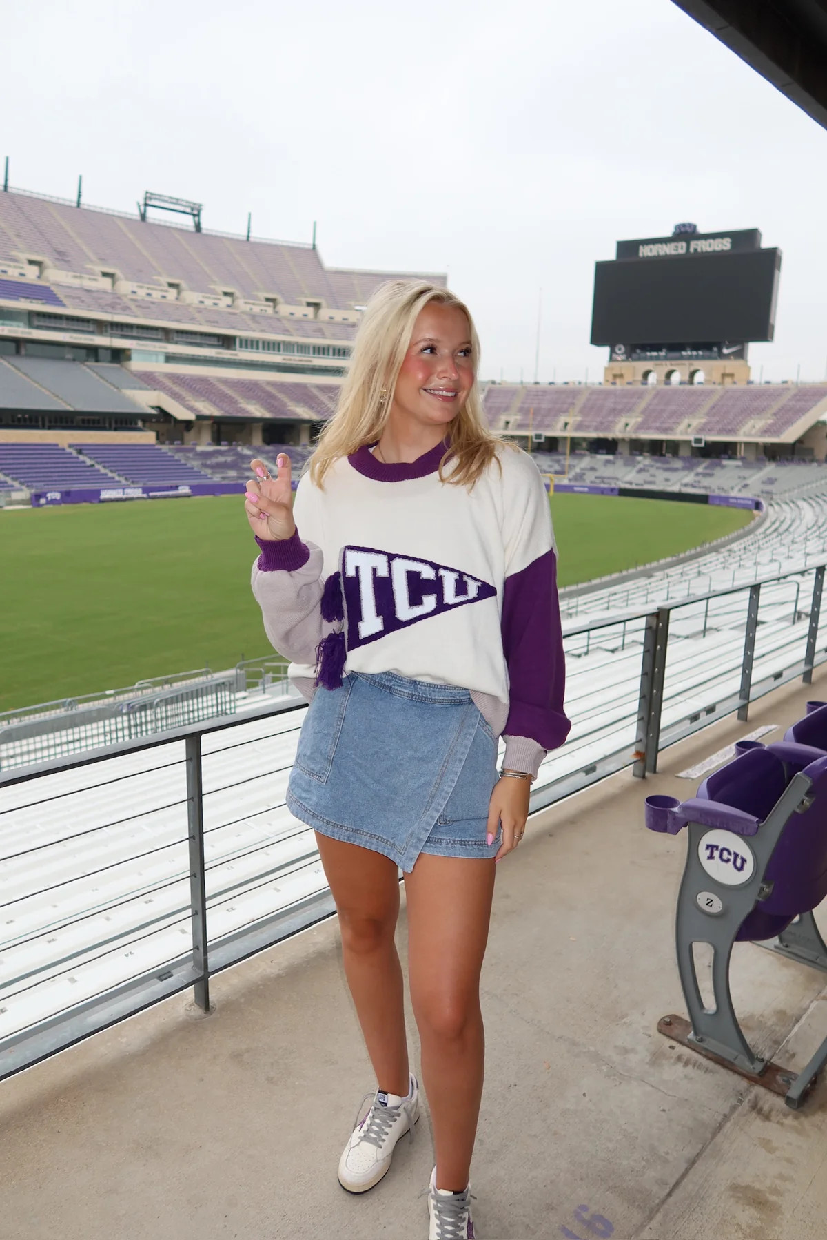 Licensed TCU Pennant Sweater - Queen Of Sparkles | Extremely Refined Boutique