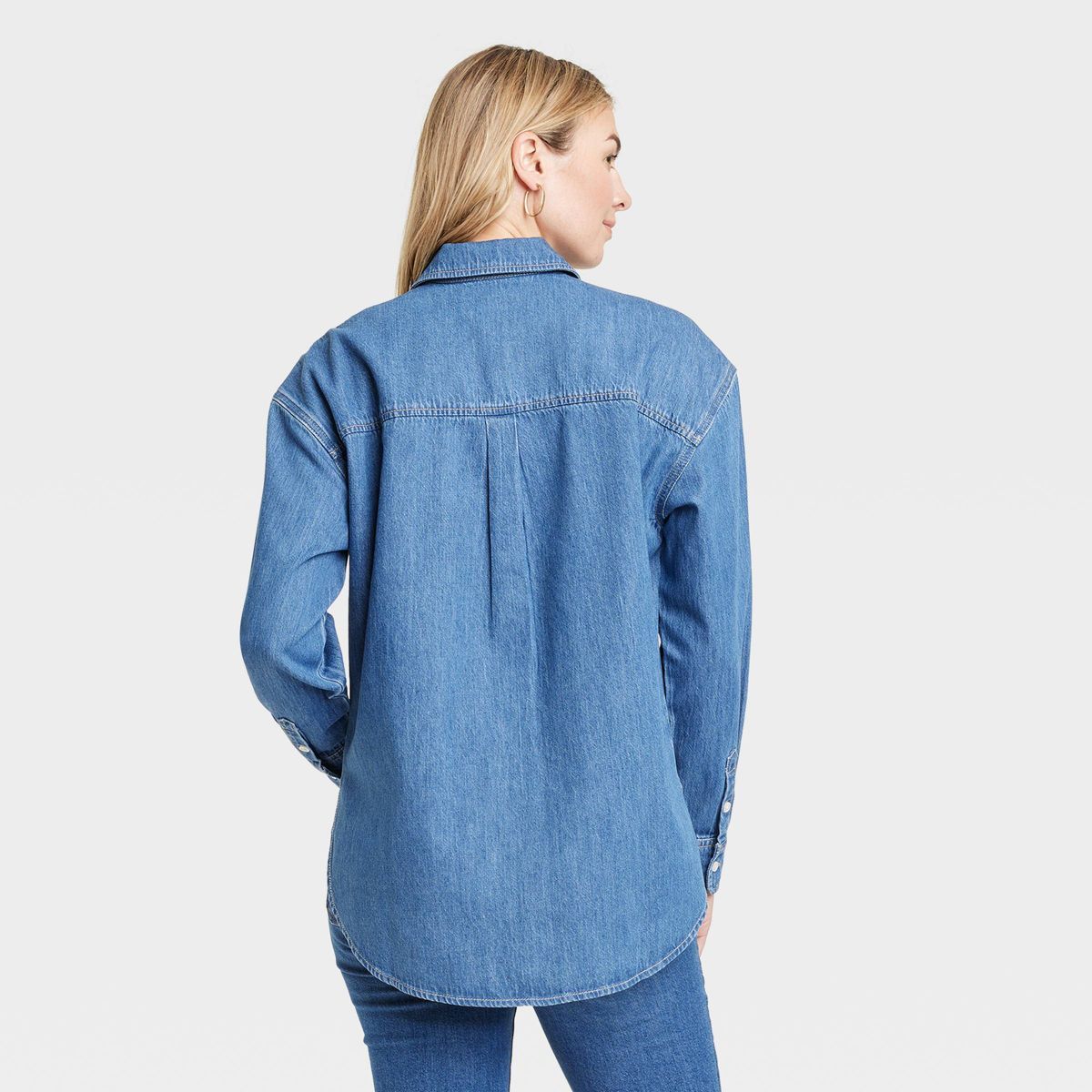 Women's Long Sleeve Oversized Button-Down Shirt - Universal Thread™ Blue | Target