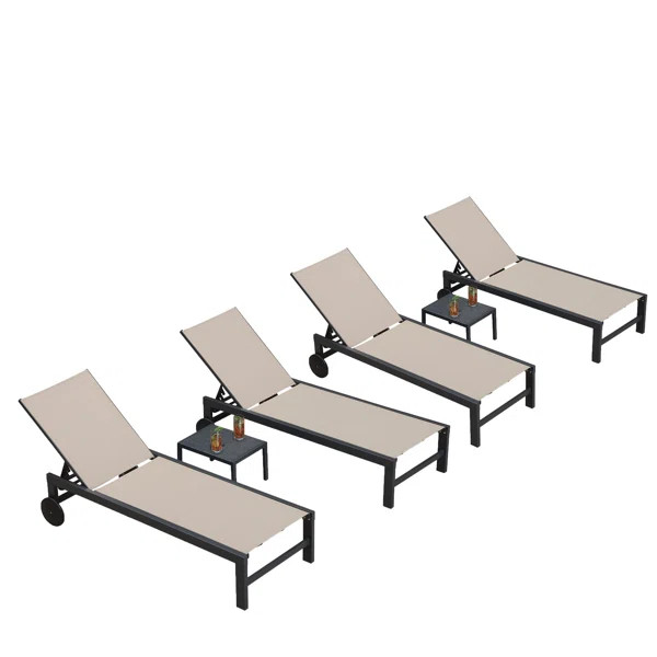 Outdoor Rust-Resistant Metal Chaise Lounge with Table | Wayfair North America