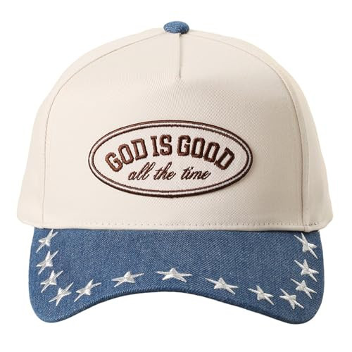 MIRMARU Christian Theme Embroidered 5 Panel Cotton Trucker Hat Snapback Cap for Men and Women (US, Alpha, One Size, GOD is Good All The Time Patch,Dark Denim) | Amazon (US)