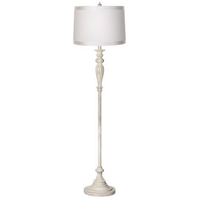 360 Lighting Vintage Chic Floor Lamp 60" Tall Antique White Washed Off White Washed Drum Shade for Living Room Reading Bedroom Office | Target