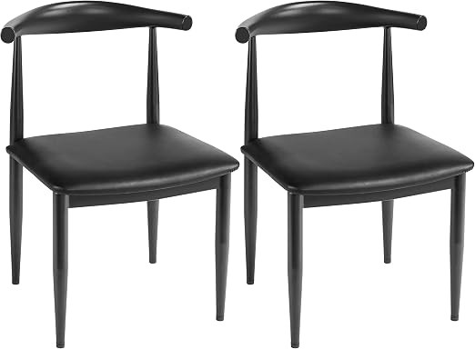 Yaheetech 2pcs Metal Dining Chair Mid Century Indoor Use Chic Metal Legs Armless with Backrest Fa... | Amazon (US)