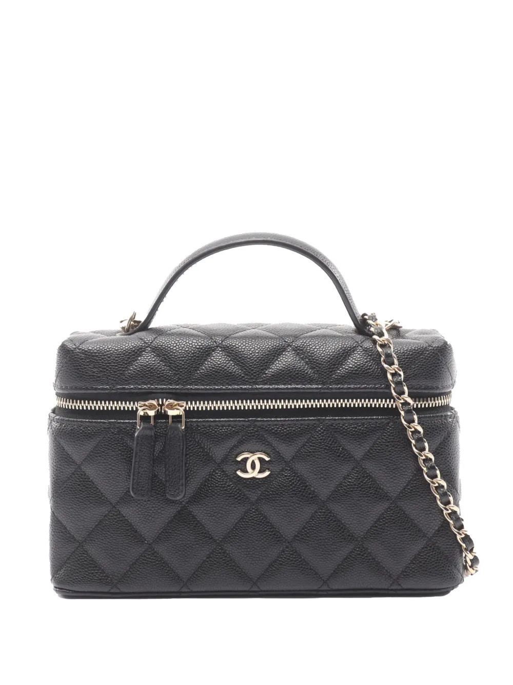 CHANEL Pre-Owned 2021-2026 CC Quilted Caviar Slim Vanity with Chain satchel - Black | Farfetch Global