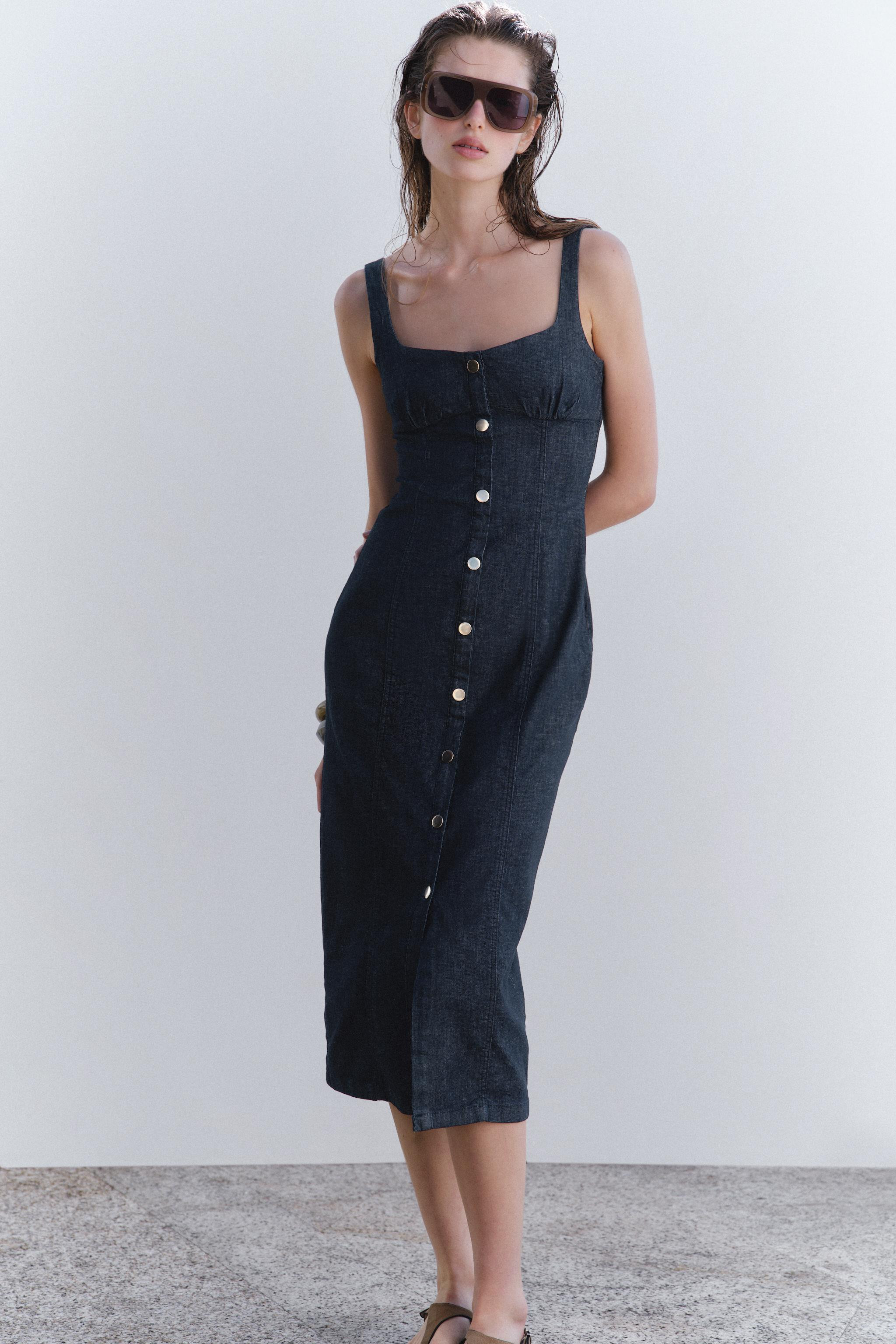 Z1975 STRAPPY DENIM MIDI DRESS | Zara US