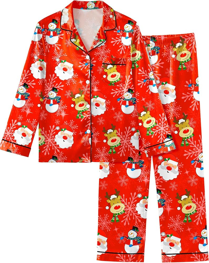 Sylfairy Satin Pajamas for Girls Silky Button-Down Sleepwear Unicorn Nightwear Loungewear PJS Clo... | Amazon (US)