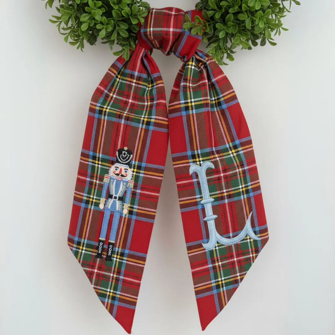 Nutcracker Christmas Wreath Sash, Ebroidered Christmas Bow, Embroidered Holiday Door Decoration, ... | Etsy (US)