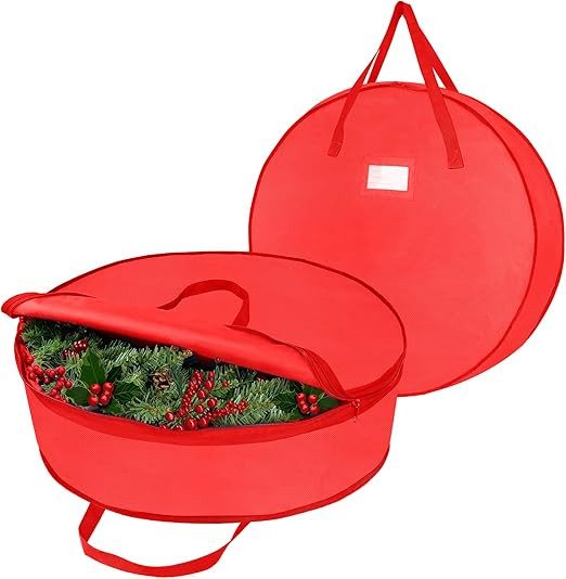 bruwaa 2 Pack Christmas Wreath Storage Container Bag 30", Card Slot Durable Handles and Double Zi... | Amazon (CA)