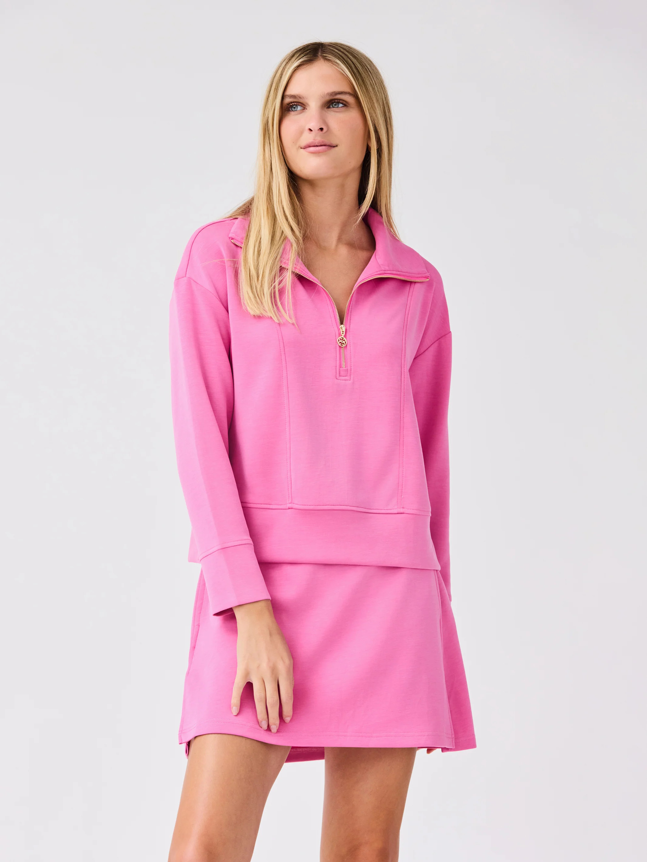 Regan Half Zip Pullover | Pink | Mary Square