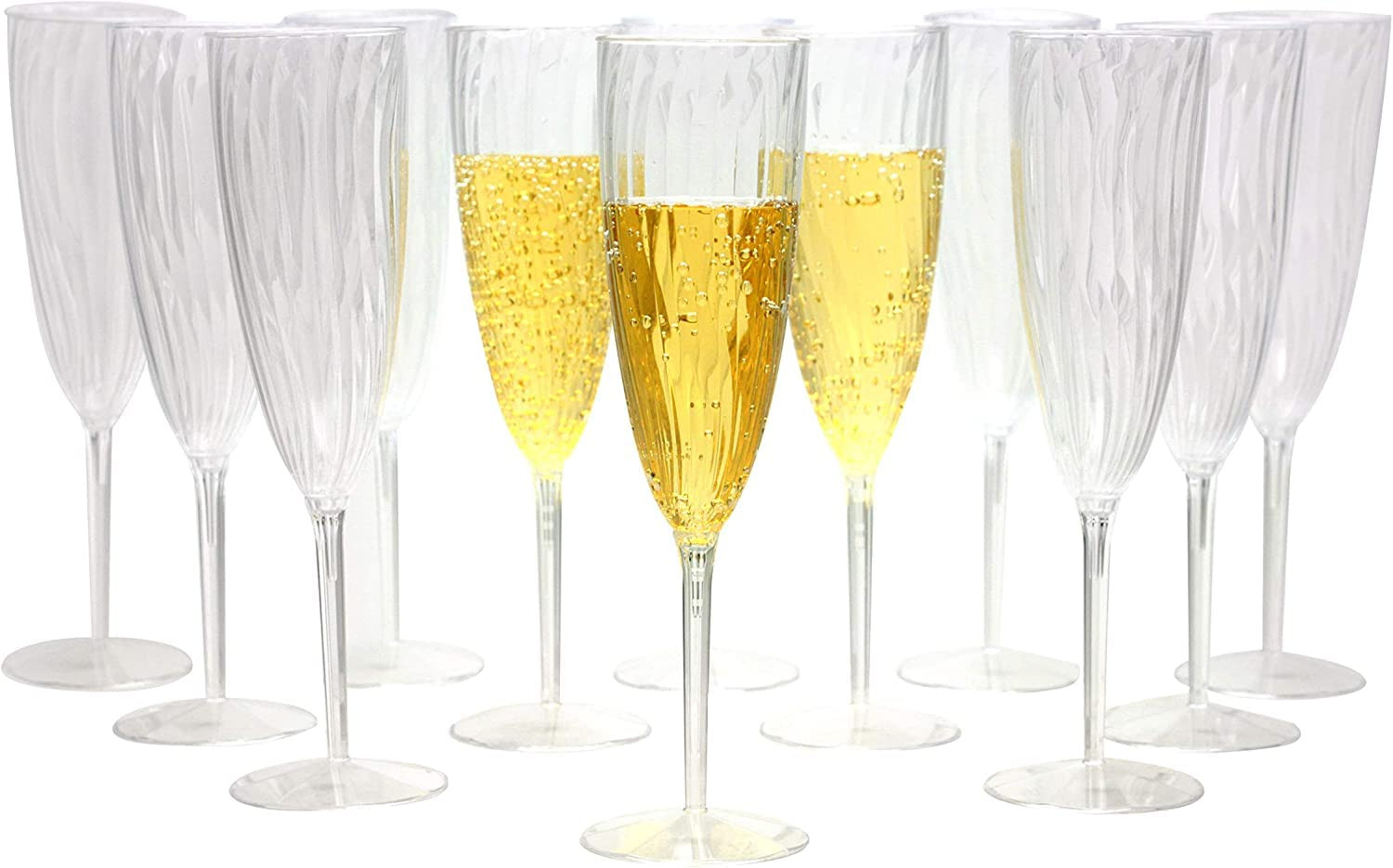 Premium Champagne Flutes 6 oz. Clear Hard Plastic 1-Piece Disposable Glasses - 48 Count | Amazon (US)