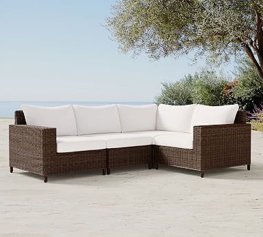 Torrey All-Weather Wicker 4-Piece Square Arm Sectional | Pottery Barn (US)