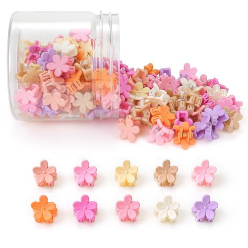 Mini Flower Hair Clips 100Pcs, Small Hair Clips Mini Claw Clips Cute Jaw Clips Hair Pins Hair Barrettes Hair Accessories for Women Girls Kids Teens | Amazon (US)