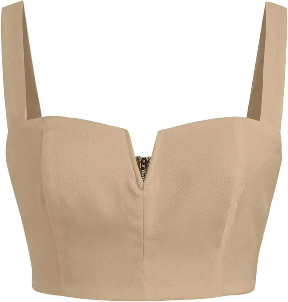 CIDER Solid V-Wire Crop Tank Top | Amazon (US)