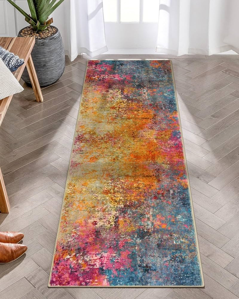 Lahome Modern Abstract Runner Rug Colorful Runners for Hallways Non Skid Laundry Room Rug Washabl... | Amazon (CA)