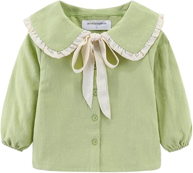 Mud Kingdom Little Girls Long Sleeve Shirt Peter Pan Collar Cute | Amazon (US)