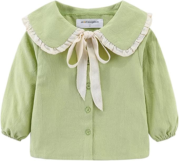 Mud Kingdom Little Girls Long Sleeve Shirt Peter Pan Collar Cute | Amazon (US)