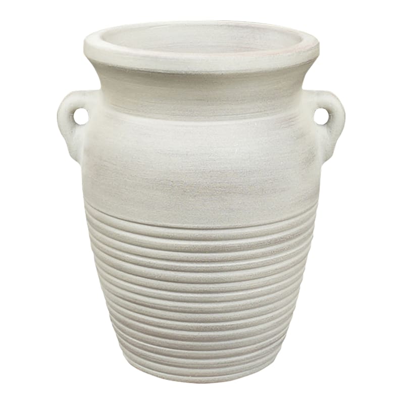 Whitewashed Clay Pot with Handles, 11.5" | At Home