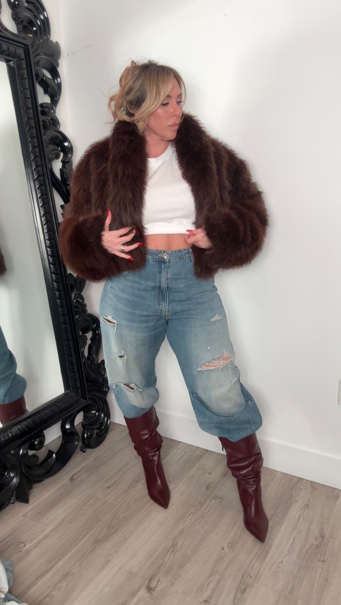 Midsize OOTD

fur jacket XL (linked 2 retailers) 
zara jeans sold out. check site for similar the style is mid rise baggy size 12
tee L
boots wide calf friendly 

#LTKOver40 #LTKMidsize #LTKootd