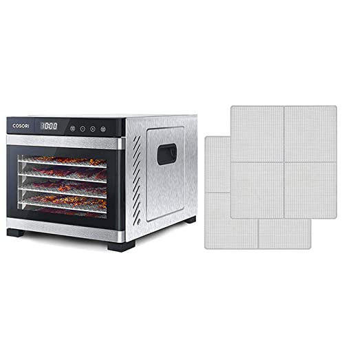 COSORI Food Dehydrator Machine(50 Recipes), 6 Stainless Steel Trays with Digital Timer and Temperature Control& Food Dehydrator Mesh Screen for Jerky, Meat, Beef, Fruit, Vegetable,BPA-Free, 2pack | Amazon (US)