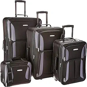 Rockland Journey Softside Upright Luggage Set, Black/Gray, 4-Piece (14/19/24/28) | Amazon (US)