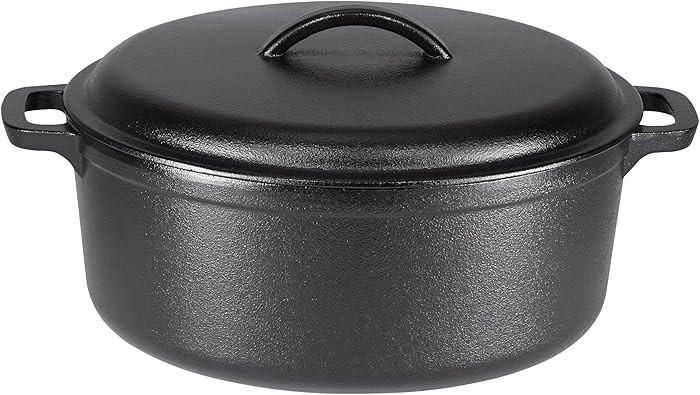 Amazon Basics Round Pre-Seasoned Cast Iron Dutch Oven Pot with Lid and Dual Handles, Heavy-Duty &... | Amazon (US)