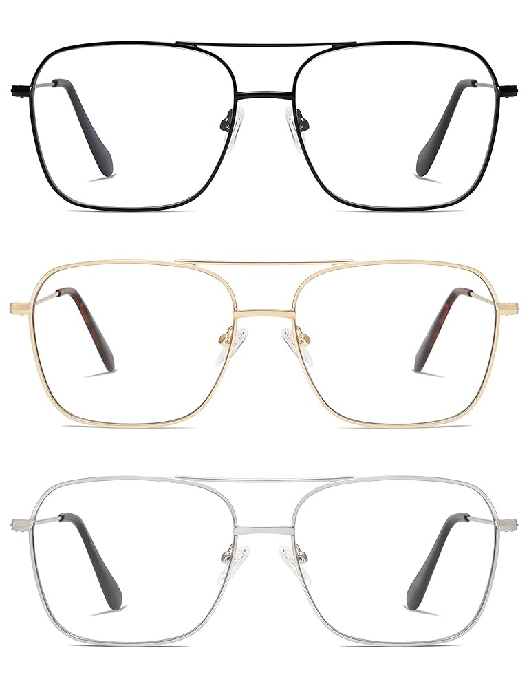 AMOMOMA Retro Reading Glasses for Women Men Aviator Square Blue Light Computer Womens Reader 1.50... | Amazon (US)