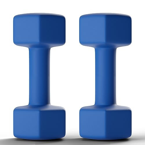 GRETERST Hex Dumbbells Set Rubber Coated Hand Weights Exercise & Fitness for Home Gym Workouts Weight Strength Training, Anti-Slip, Anti-Roll, Set of 2, Blue, 3LB | Amazon (US)
