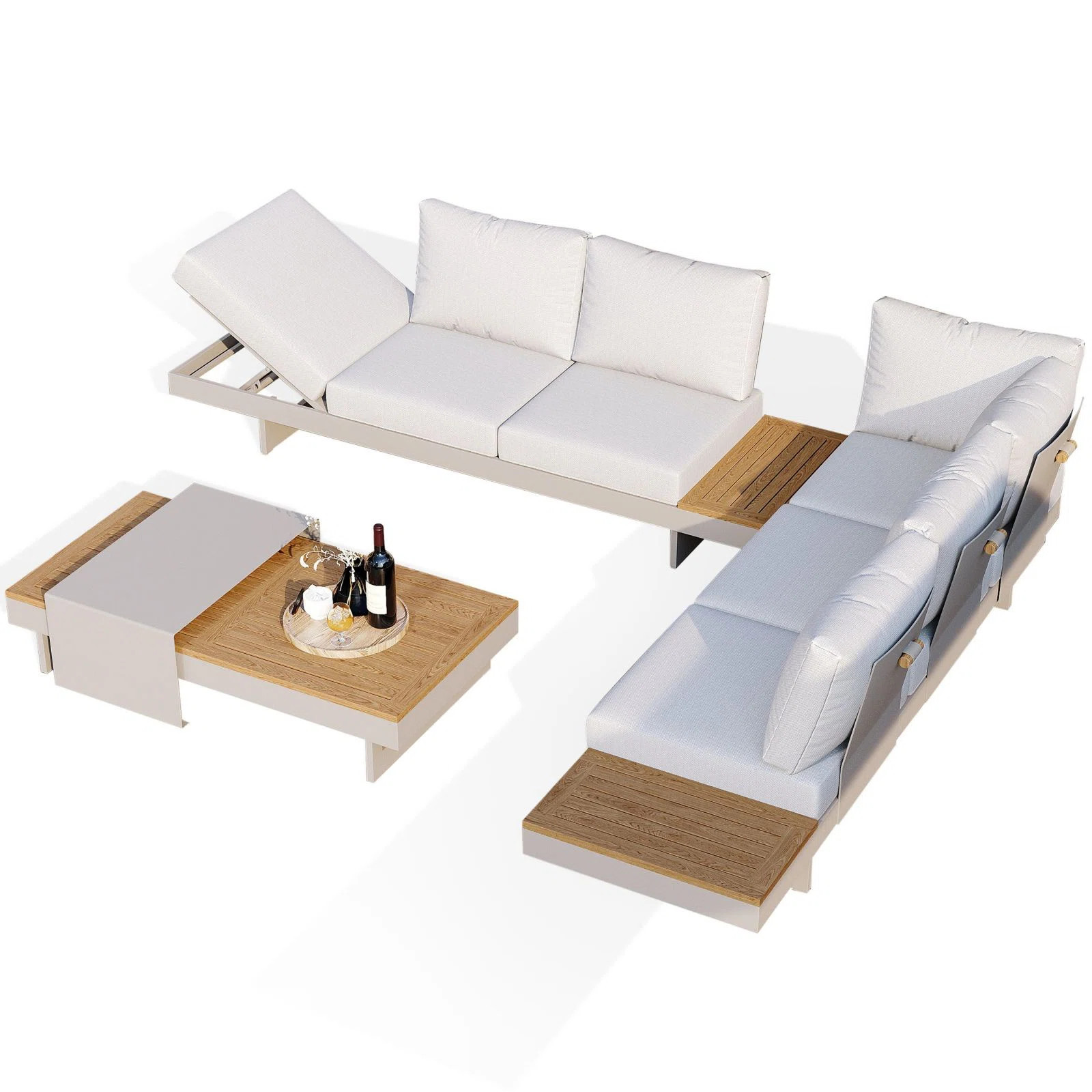 6-Person Teak & Aluminum Modular Outdoor Patio Set | Joss & Main