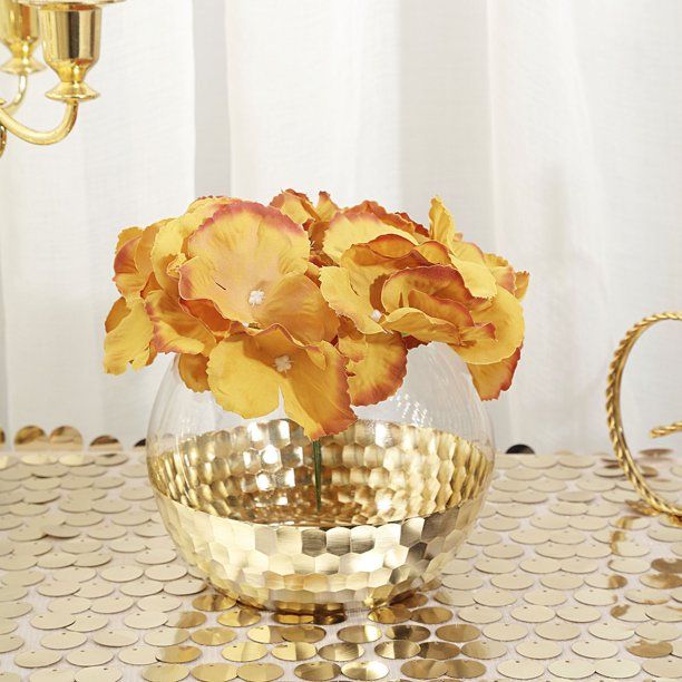 BalsaCircle 2 Clear Gold 6-Inch wide Honeycomb Trim Glass Round Vases - Wedding Party Flowers Hom... | Walmart (US)