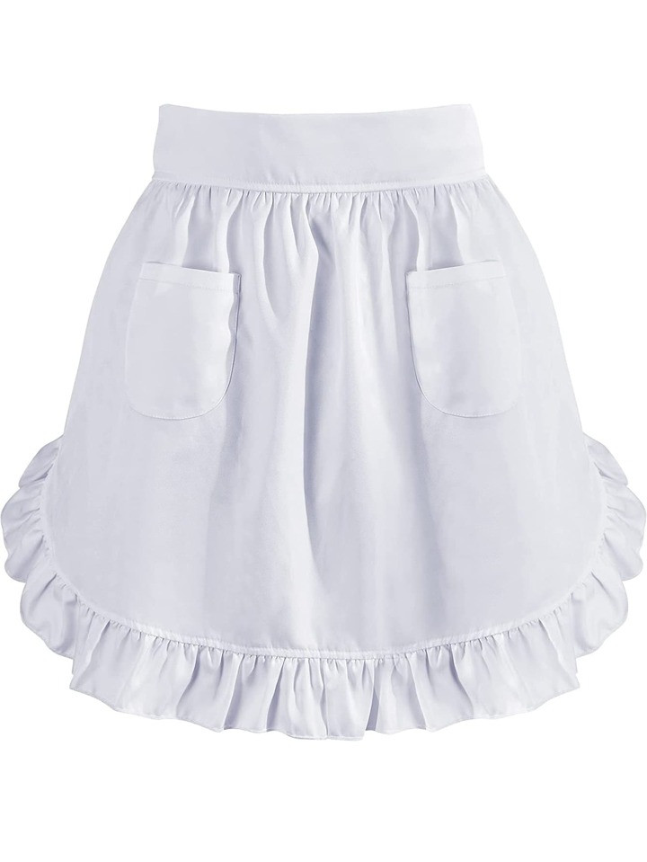 1pc Waist Apron Maid Costume, Cute & Vintage Style With Pockets, Pleated Kitchen Cooking Half Apr... | SHEIN
