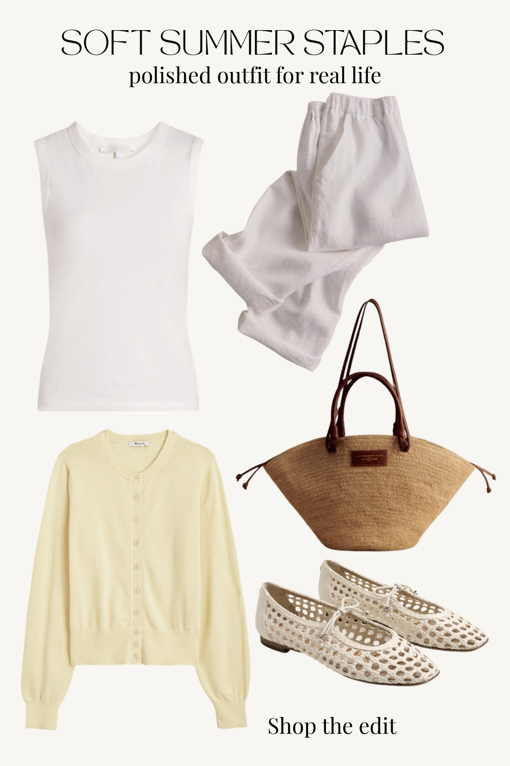 If your summer style leans classic, polished, and effortless, this outfit edit is for you. Neutral linen pants, a soft butter yellow cardigan, woven flats, and timeless accessories create the perfect elevated everyday summer wardrobe. Save this chic capsule for outfit inspiration all season long.

summer staples, polished summer outfits, chic everyday style, classy casual outfits, capsule wardrobe summer, elevated basics women, neutral outfit ideas, linen outfit ideas, woven ballet flats, minimal summer fashion, timeless summer outfits, rich mom style, french inspired fashion, casual chic wardrobe, simple elegant outfits, summer neutrals, effortless chic outfits, summer style inspiration 

 #LTKootd #LTKSeasonal #LTKOver40