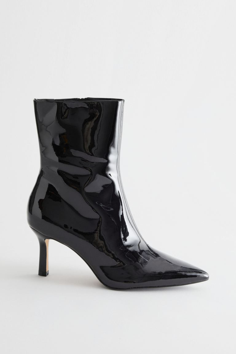 Thin Heel Patent Leather Boots | H&M (UK, MY, IN, SG, PH, TW, HK)