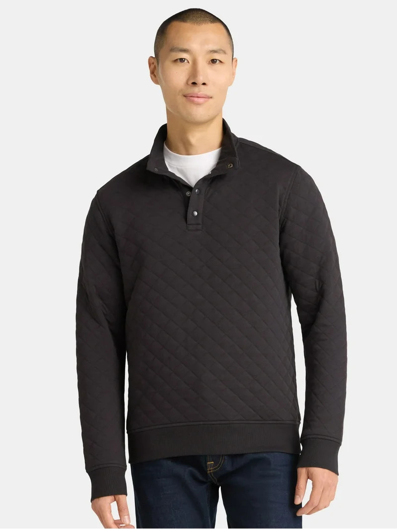 George Men's and Big Men's Quilted Snap Pullover Jacket, Sizes S-3XL | Walmart (US)